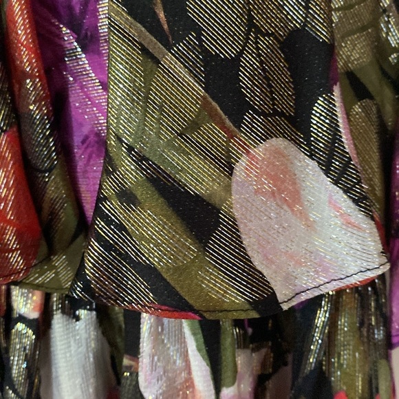 BORGO DE NOR AMELIA METALLIC FLORAL-PRINT SILK-BLEND JACQUARD MINI DRESS FUCHSIA - Picture 10 of 15